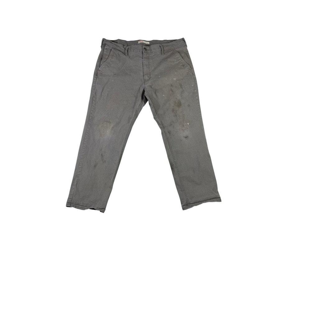 Levi Strauss Signature Athletic Fit Gray Work Pants Men's 40x30 Paint Distressed